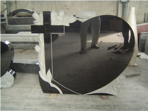 Heart Shape Tombstone Monuments, Black Granite Monuments