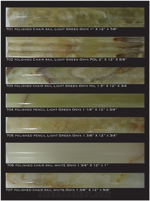 Pakistan Green Onyx Chair Rails