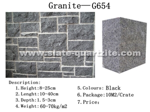 G654 Granite Random Stone Castle Wall