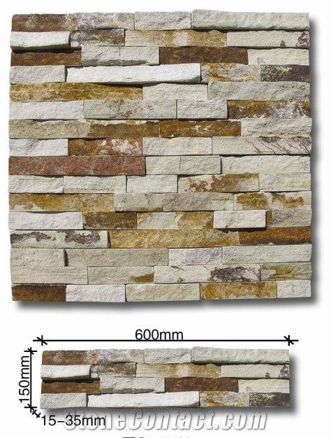 White Yellow Culture Stone Cladding, White Slate Cultured Stone