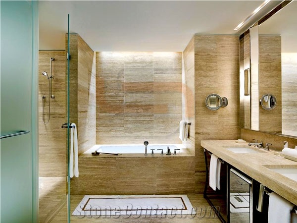 Kutahya Beige Travertine Bathroom Design