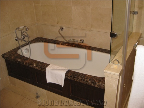 Marron Imperial Marble Bath Tub Surround and Deck