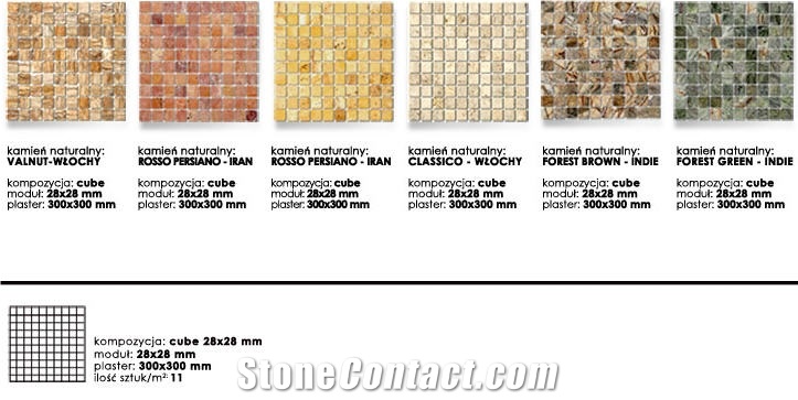Travertine Tumbled Cube Mosaic