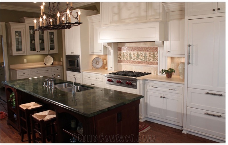 Tourmaline Green Quartzite Kitchen Countertop, Island Top