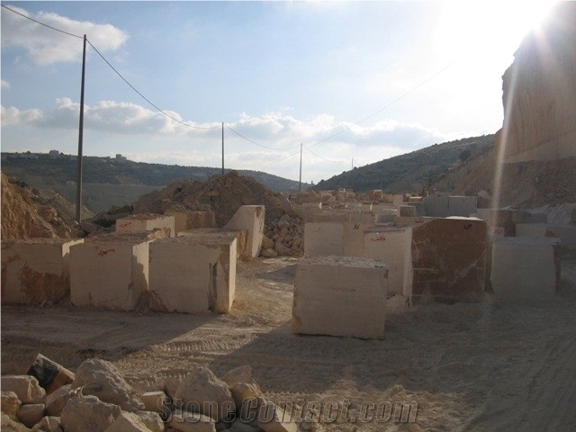 Palestinian Light Cream Limestone Blocks, Palestine Beige Limestone