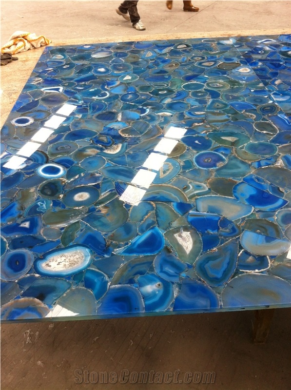 Hongzhi Blue Agate Slab,Semiprecious Stone