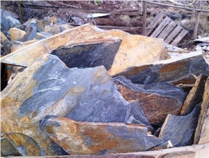 Piedra Laja Negra Oxidada Irregular Flagstone