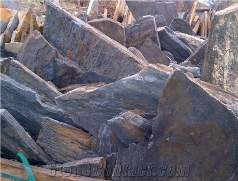 Piedra Laja Negra Oxidada Irregular Flagstone