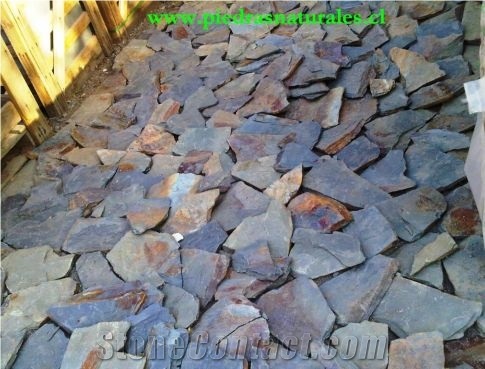 Piedra Laja Negra Y Negra Oxidada Chica Flagstone, Piedra Laja Negra Slate Flagstone