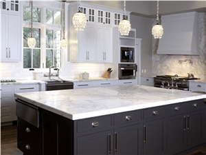 Arabescato Sea Marble Kitchen Countertop,Marble Island Top