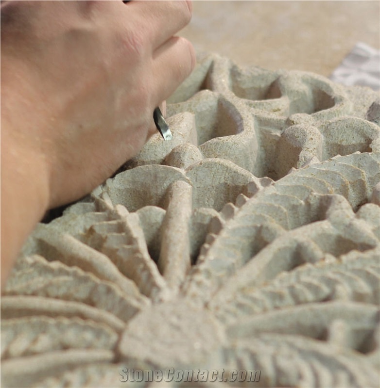 Pierre De Luget Claire Limestone Carved Relief