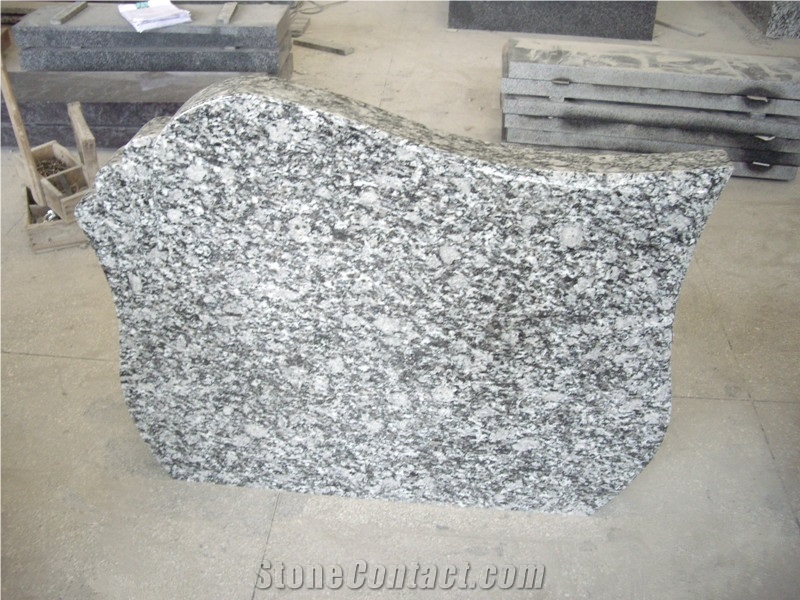 Sea Wave Flower Headstone, Spray White Monument,Tombstone