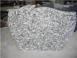 Sea Wave Flower Headstone, Spray White Monument,Tombstone