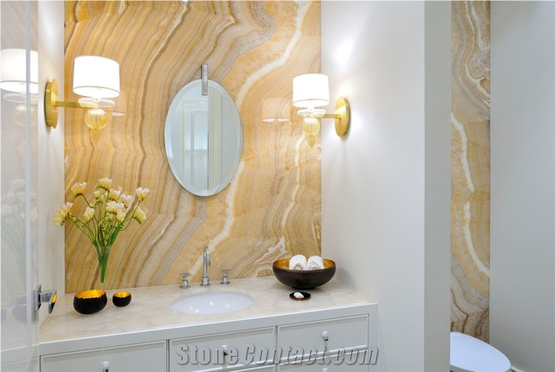 Bathroom Design Private Residence - Toorak 1, Golden Yellow Onyx Bathroom Design
