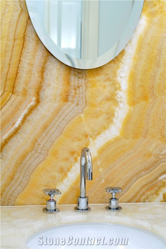 Bathroom Design Private Residence - Toorak 1, Golden Yellow Onyx Bathroom Design