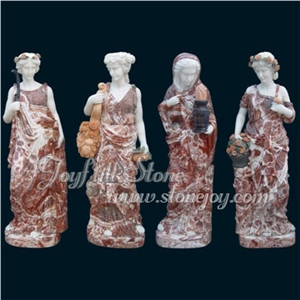 Marble Four Seasons Statues, Red Marble Statues, White Marble Sculptures Marble Four Seasons Statues, Red Marble Statues, White Marble Sculptures