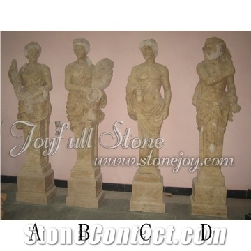 Marble Four Seasons Statues, Red Marble Statues, White Marble Sculptures