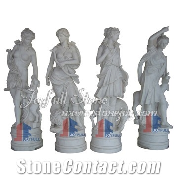 Marble Four Seasons Statues, Red Marble Statues, White Marble Sculptures