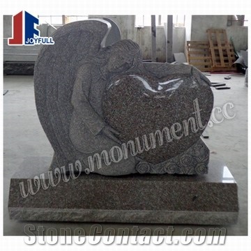 Pink Granite Angel Tombstone, Usa Style Granite Headstones, G635 Pink Granite Headstones