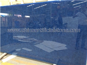 Blue 3d Crystall Jade Glass Stone Slab,Light Transmitted