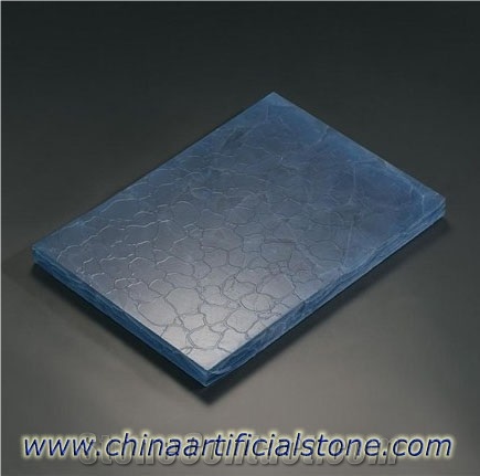 Blue 3d Crystall Jade Glass Stone Slab,Light Transmitted