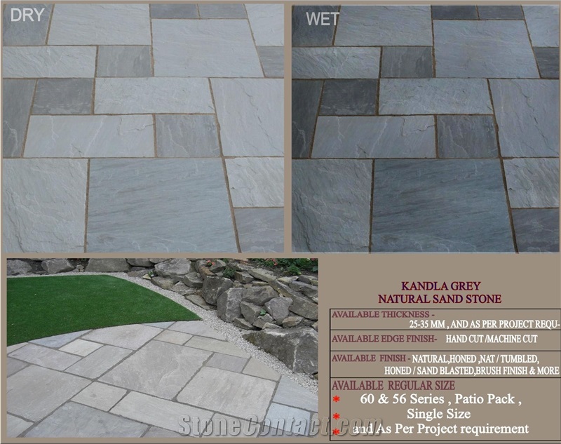 Kandla Grey Sandstone Slabs & Tiles, India Grey Sandstone