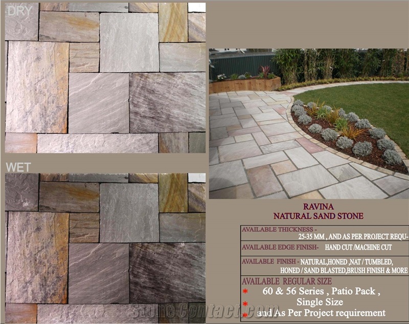 Raveena Sandstone Slabs & Tiles, India Lilac Sandstone