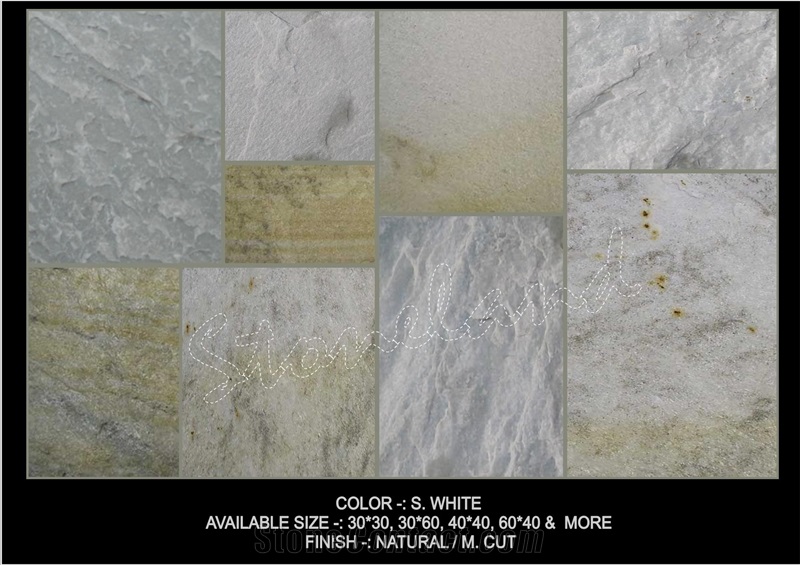 S White Quartzite Slabs & Tiles, India White Quartzite
