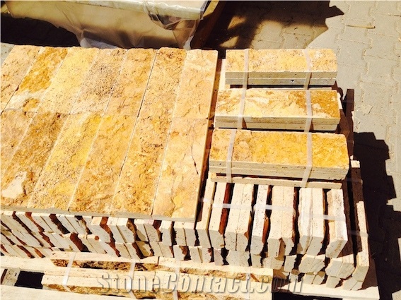 Yellow Travertine - Split Face 10xfl