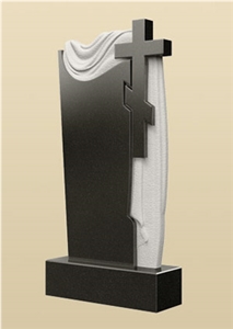 China Black Granite Russia Style Sculpture Headstone, Black Granite Monument & Tombstone
