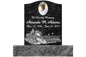 Jk24 Frosty Black Granite Single Upright Monument, Black Granite Upright Monuments