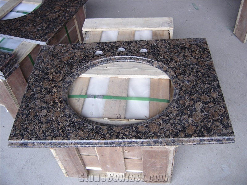 Polished Tan Brown Granite Vanitytop for Bathroom