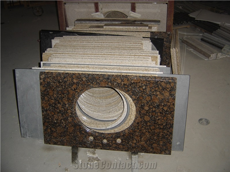 Polished Tan Brown Granite Vanitytop for Bathroom