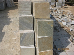 China Nature Stone Yellow Slate Tile Paving Wall Stone Split