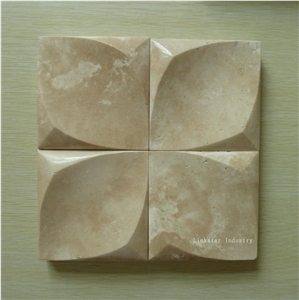 Natural 3d Travertine Wallart Cladding Tile, Beige Travertine Wall