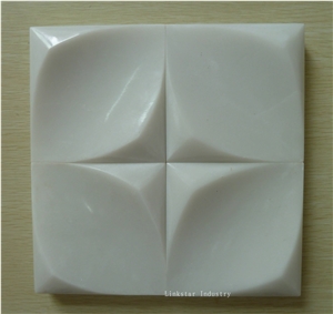 Natural Stone 3d Crystal White Mosaic Wall Panelings, White Marble Wall Panels