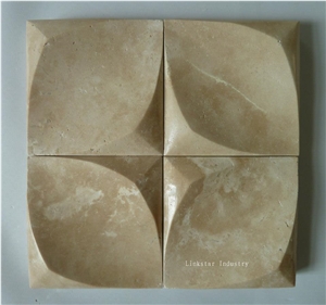 Natural Travertine Mosaic 3d Interior Wall Panel, Beige Travertine Wall Panels