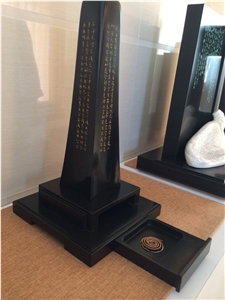 Xinwuai Incense Pedestal, Diamond Black Granite Artifacts & Handcrafts