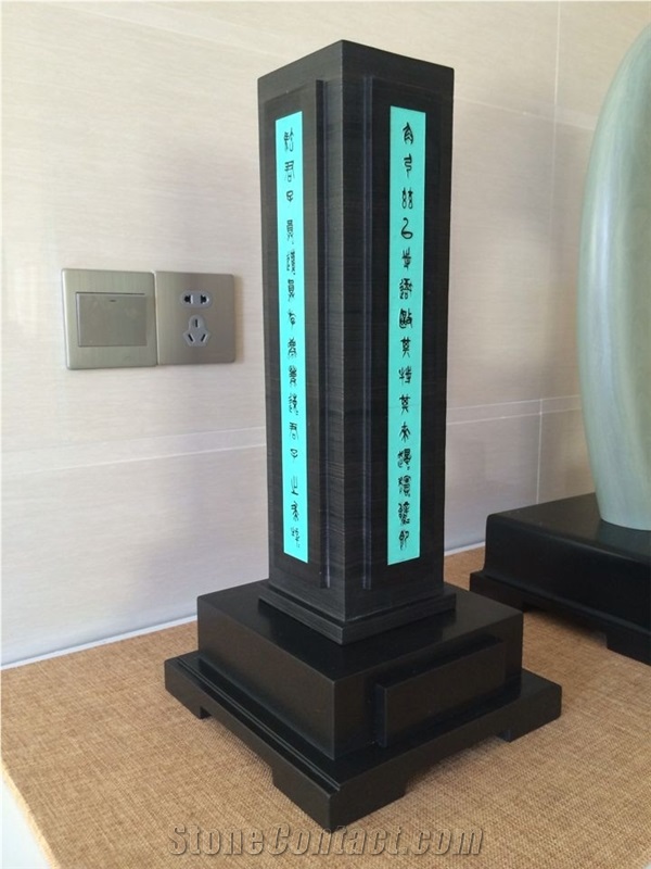 Zhengxin Incense Pedestal 2, Diamond Black Granite Artifacts & Handcrafts