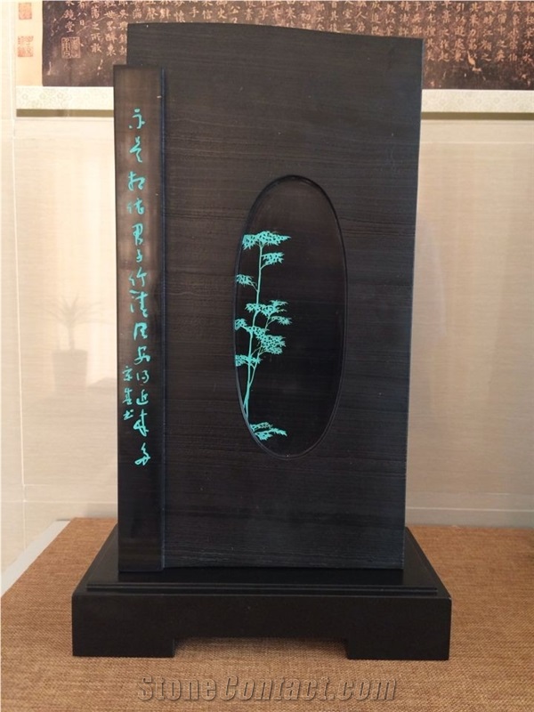 Zhengxin Incense Pedestal 4, Diamond Black Granite Artifacts & Handcrafts