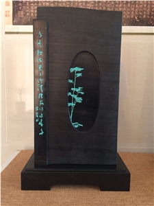 Zhengxin Incense Pedestal 4, Diamond Black Granite Artifacts & Handcrafts Zhengxin Incense Pedestal 4, Diamond Black Granite Artifacts & Handcrafts