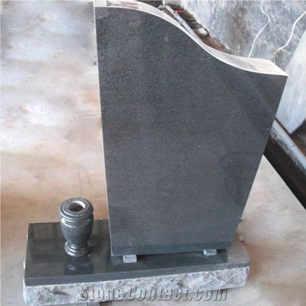 China Impala Padang Dark Grey G654 Polished Granite Black Tombstone & Monuments, Custom Engraved Headstone Gravestone with Rose, Cross, Single Double Design Cemetery Stone, Manufacturer Factory