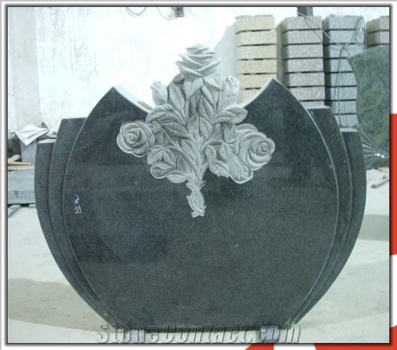 China Impala Padang Dark Grey G654 Polished Granite Black Tombstone & Monuments, Custom Engraved Headstone Gravestone with Rose, Cross, Single Double Design Cemetery Stone, Manufacturer Factory
