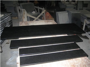 Popular Cheap China G684 Absolute Nero Black Granite Polished Kitchen Countertop with Round/Bullnose Edge Profile, Desk Bar Bench Worktops, Factory High Quality with Competitive Prices, Natural Stone