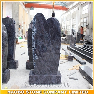 Germany Grabstein with Rose Carving, Factory Owner, Bahama Blue Granite Monument & Tombstone