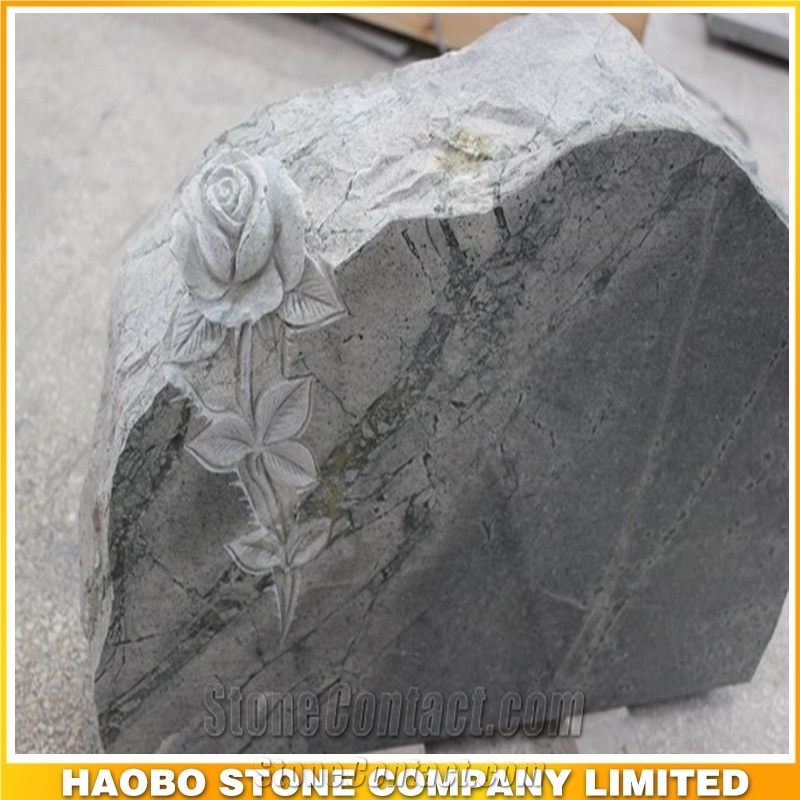 Own Quarry Popular Sky Blue Granite Rose Carving Memorial, American Style Memorial, Own Design Granite Monument & Tombstone