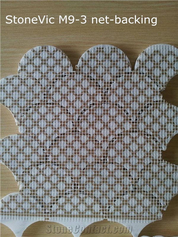 Bianco Carrara Marble Mosaic Tile, Fish Scale Design