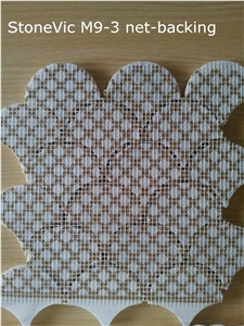 Bianco Carrara Marble Mosaic Tile, Fish Scale Design