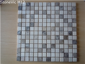 Cream Marfil&Light Emperador&Dark Emperador Marble Multi Colors Mosaic, Matt Finish