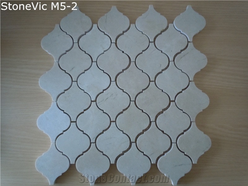 Cream Marfil Marble Mosaic Tile, Beige Marble Mosaic